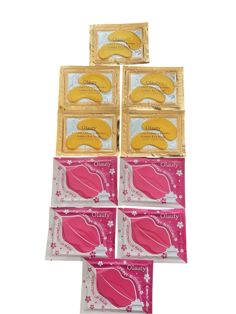 10 Piece Olauty Golden Eye Pads & Cherry Blossom Lip Masks  (SET FOR BUY NOW)